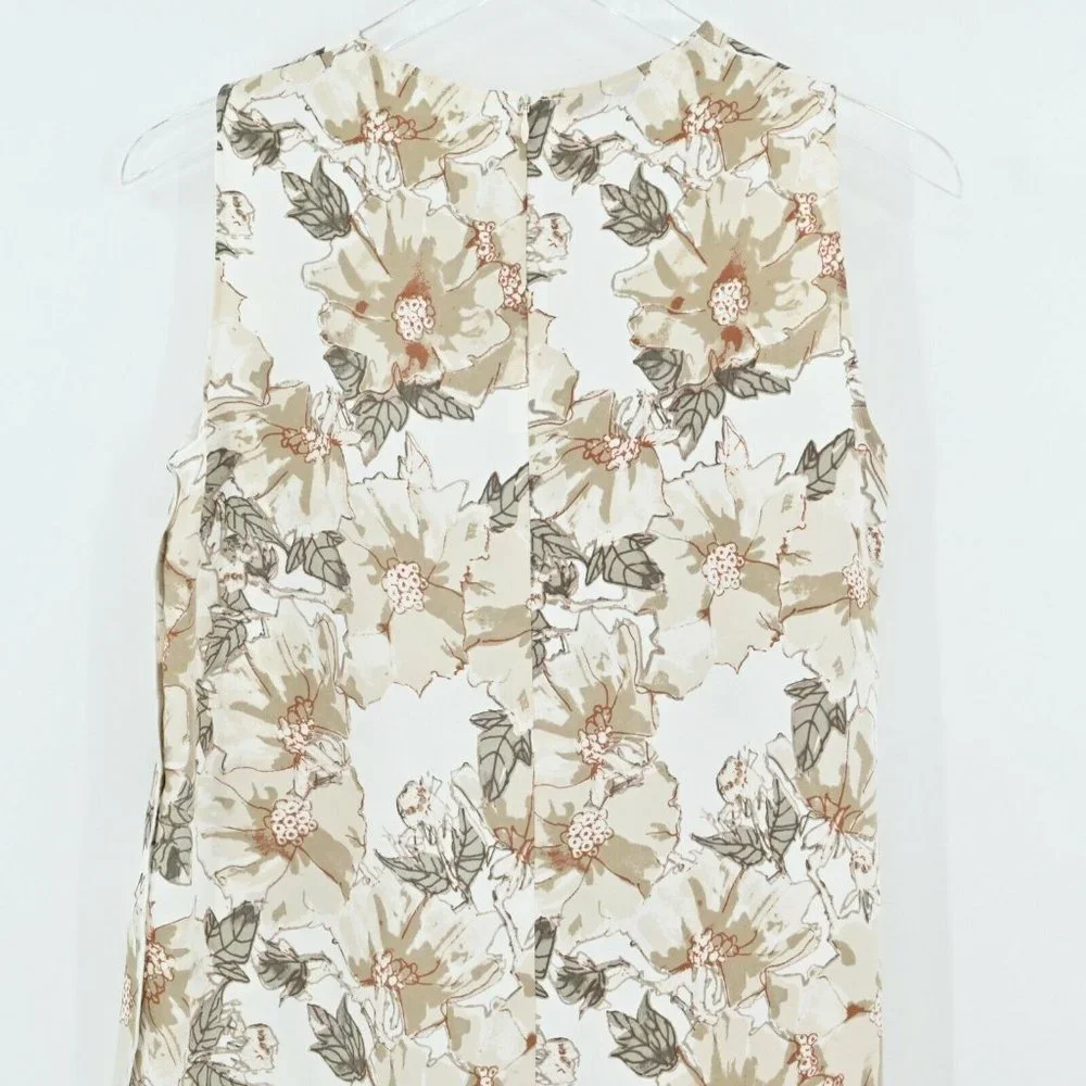 BABATON Aritzia Womens Size Medium Tan Floral Wieland Blouse Espace Desert Beige - Picture 6 of 10